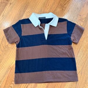 Brandy Melville Brown and Blue striped Polo Shirt